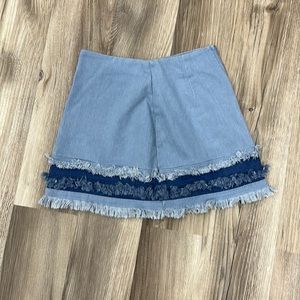 Denim colored blocked frayed lulus mini skirt y2k